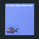 Cartoon Piranha Notizblock<br><div class="desc">Für Fische überall (oder für diejenigen,  die keine Katzen mögen). Inspiriert von Piranha-Cartoon. Eine tolle Art,  Katzenliebhaber zu erwecken.</div>