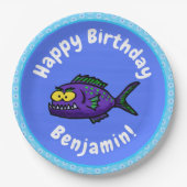 Cartoon Piranha Pappteller (Vorderseite)