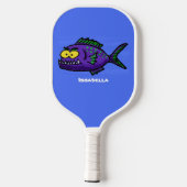Cartoon Piranha Pickleball Schläger (Rückseite)