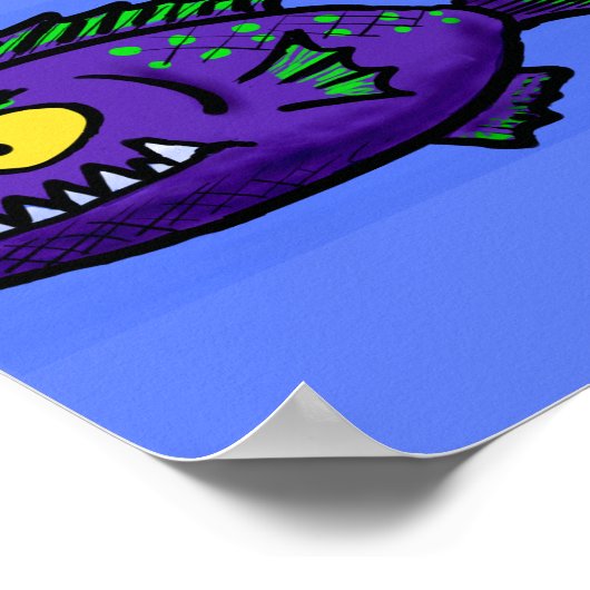 Cartoon Piranha Poster (Ecke)