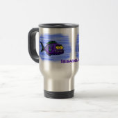 Cartoon Piranha Reisebecher (Vorderseite Links)