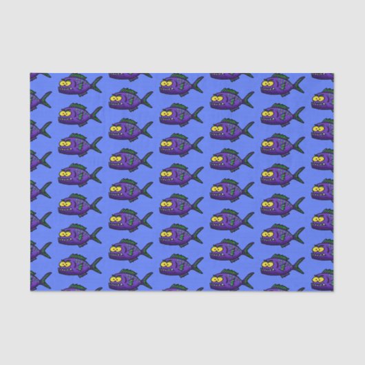 Cartoon Piranha Seidenpapier (Vorderseite)