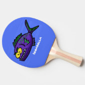Cartoon Piranha Tischtennis Schläger (Seitenansicht)