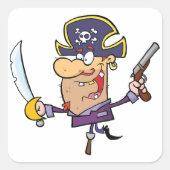Cartoon Pirate Quadratischer Aufkleber (Vorderseite)