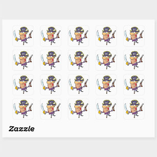 Cartoon Pirate Quadratischer Aufkleber
