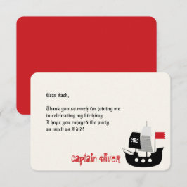 Cartoon Pirate Ship and Skeletons Kindergeburtstag Dankeskarte