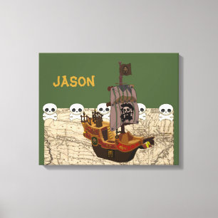 Cartoon Pirate Ship personalisieren Leinwanddruck