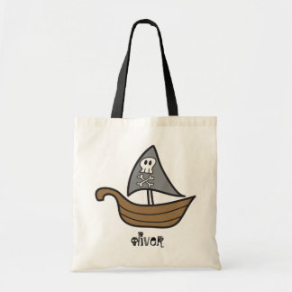 Cartoon Pirate Ship Skulls & Bones Halloween-Party Tragetasche