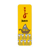 Cartoon Pirate Ship, Skulls & Bones Party Labels (Vorne)
