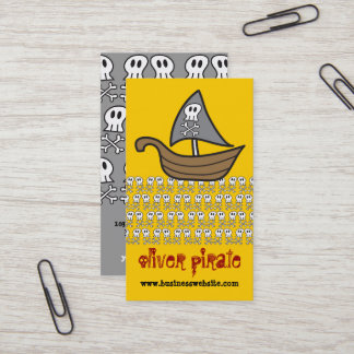 Cartoon Pirate Ship Skulls Knochen Spaß farbenfroh Visitenkarte