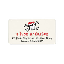 Cartoon Pirate Skeleton Skull Birthday Labels Adressaufkleber
