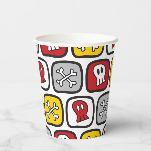 Cartoon Pirate / Skeleton Skulls & Bones Spaß Kind Pappbecher (Rückseite)