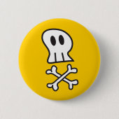 Cartoon Pirate Skull & Bone Kid's Halloween-Party Button (Vorderseite)