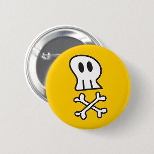 Cartoon Pirate Skull & Bone Kid's Halloween-Party Button