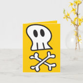 Cartoon Pirate Skulls & Bones KinderHalloween Karte (Gelbe Blume)