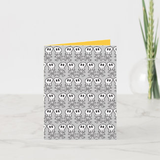 Cartoon Pirate Skulls & Bones Pattern Halloween Karte