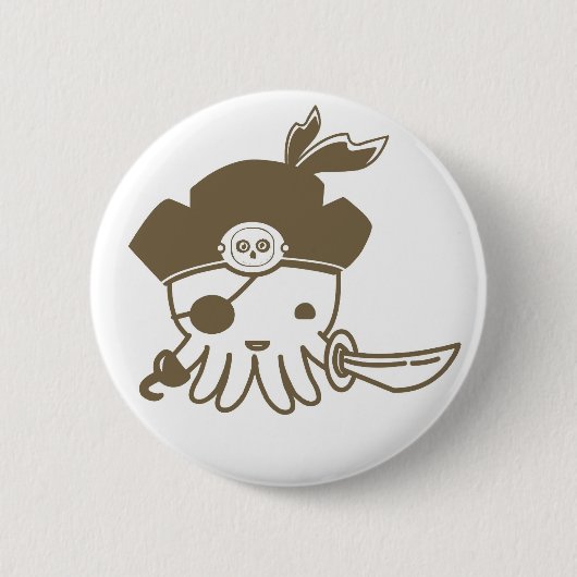 Cartoon-Piraten-Kraken-Knopf Button (Vorderseite)