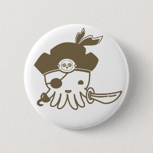 Cartoon-Piraten-Kraken-Knopf Button