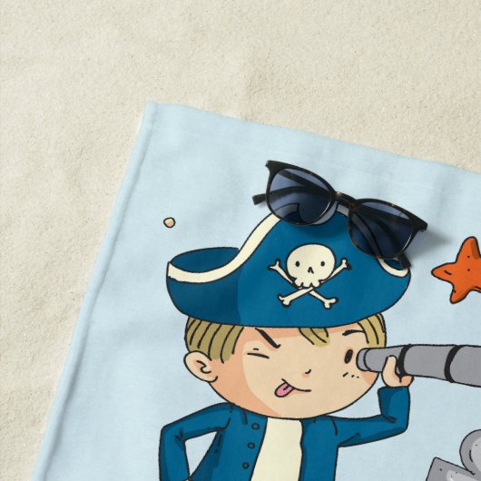 Cartoon Pirates Island Schiff Kinder Badetuch (Beispiel)