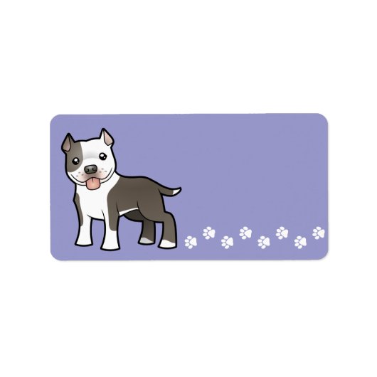 Cartoon Pitbull / American Staffordshire Terrier Adressaufkleber (Vorne)