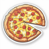 Cartoon Pizza Aufkleber (Vorderseite)