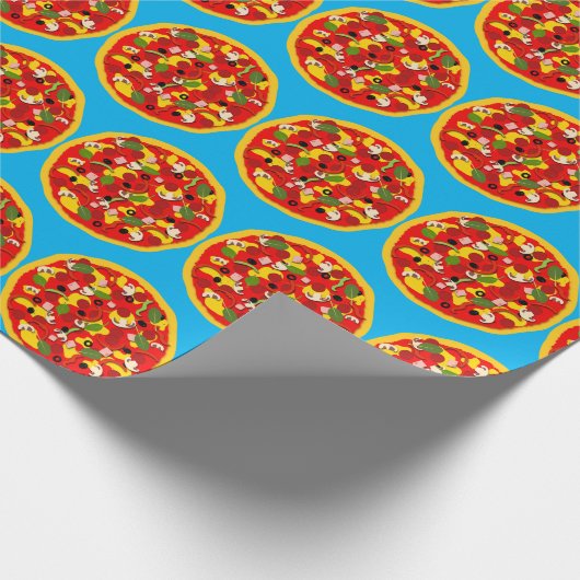 Cartoon Pizza Gemustert Geschenkpapier (Ecke)