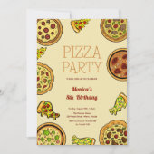 Cartoon Pizza Party Geburtstag Einladung (Vorderseite)