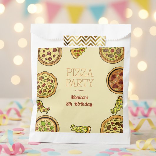 Cartoon Pizza Party Geburtstag Geschenktütchen