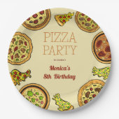 Cartoon Pizza Party Geburtstag Pappteller (Vorderseite)