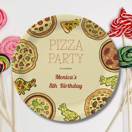 Cartoon Pizza Party Geburtstag Pappteller