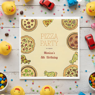 Cartoon Pizza Party Geburtstag Serviette