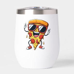 Cartoon Pizza Slice mit Tropfen Cheese Vibes