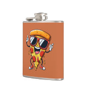 Cartoon Pizza Slice mit Tropfen Cheese Vibes Flachmann (Links)