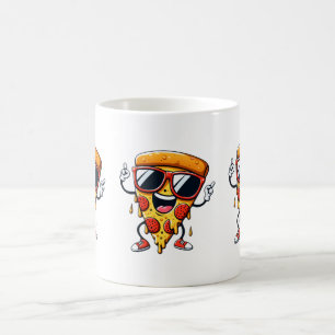 Cartoon Pizza Slice mit Tropfen Cheese Vibes Kaffeetasse