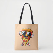 Cartoon Pizza Slice mit Tropfen Cheese Vibes Tasche (Vorderseite)
