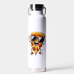 Cartoon Pizza Slice mit Tropfen Cheese Vibes Trinkflasche