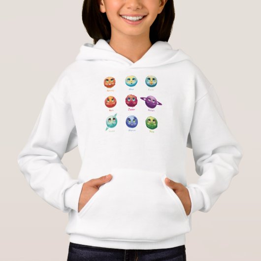 Cartoon-Planeten Hoodie (Vorderseite)