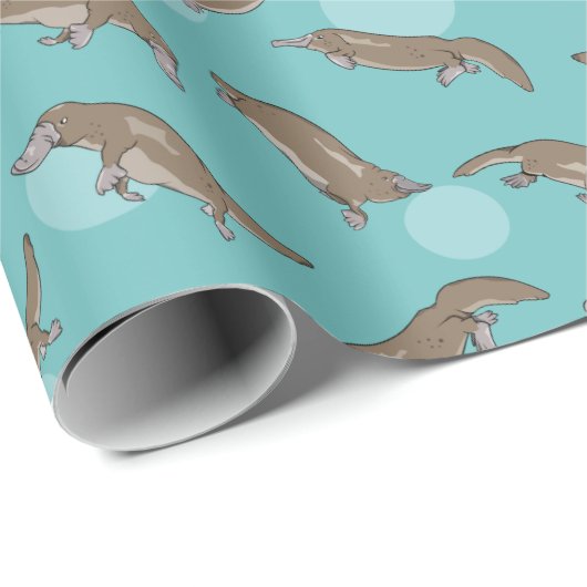 Cartoon Platypus Schwimmen Geschenkpapier (Rolleneckpunkt)