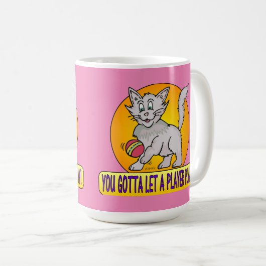 CARTOON PLAYER CAT KAFFEETASSE (VorderseiteRechts)