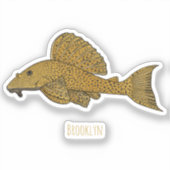 Cartoon Pleco Aufkleber (Vorderseite)