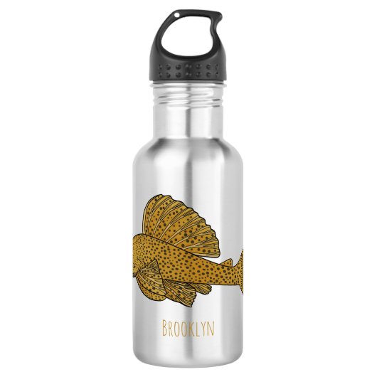 Cartoon Pleco Edelstahlflasche (Vorderseite)