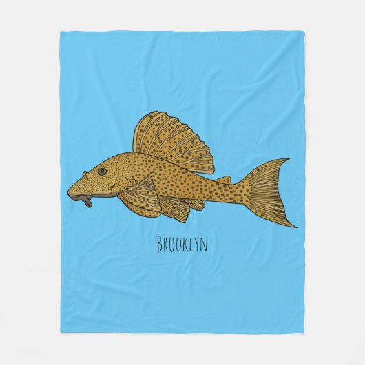 Cartoon Pleco Fleecedecke (Vorderseite)