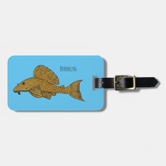 Cartoon Pleco Gepäckanhänger (Vorderseite horizontal)