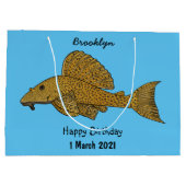 Cartoon Pleco Große Geschenktüte (Rückseite)
