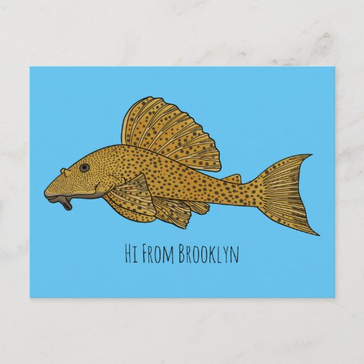 Cartoon Pleco Postkarte (Vorderseite)