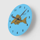 Cartoon Pleco  Runde Wanduhr (Winkel)