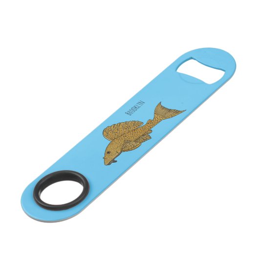 Cartoon Pleco Speed Flaschenöffner (Rückseite Schrägansicht)