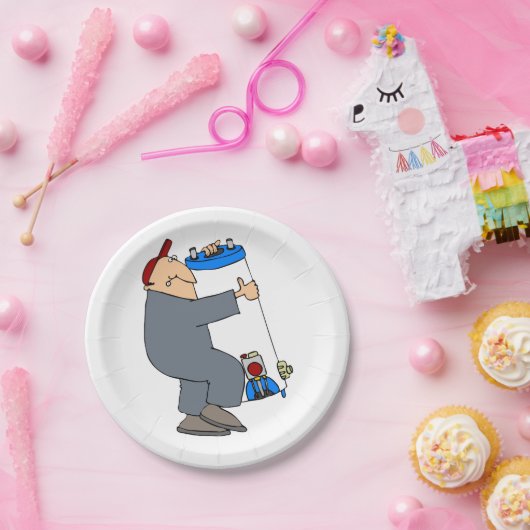 Cartoon Plumber Pappteller (Party)