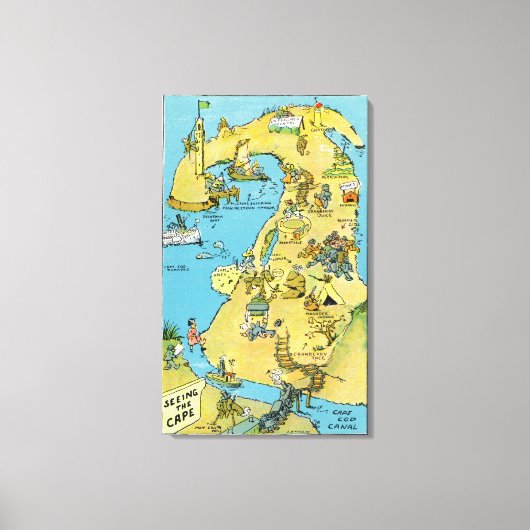 Cartoon Points of Interest on Cape Cod Leinwanddruck (Vorderseite)