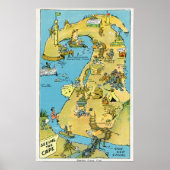Cartoon Points of Interest on Cape Cod Poster (Vorne)